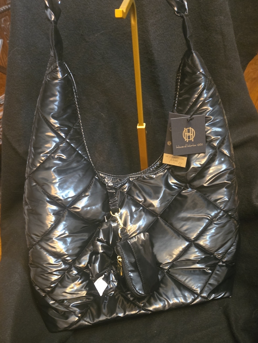 House Of Harlow Quilted Hobo Bag - Black NWT